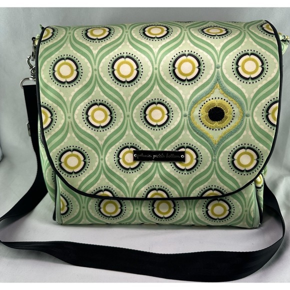 PETUNIA PICKLE BOTTOM Boxy Backpack DIAPER BAG Changing Pad Aqua Floral - Picture 2 of 13
